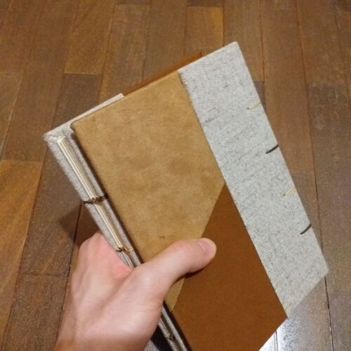 Caderno Artesanal Duplo A5 Copta 2 em 1