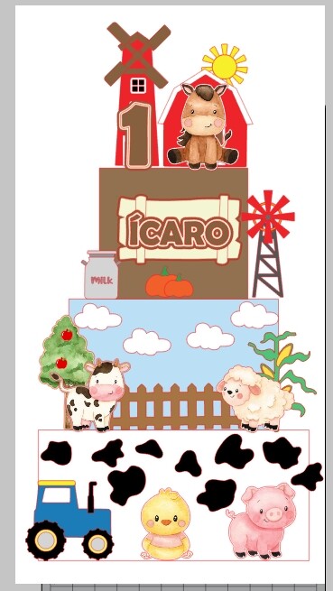 Arquivo de corte - Topo de bolo Fazendinha - Fazendinha cute