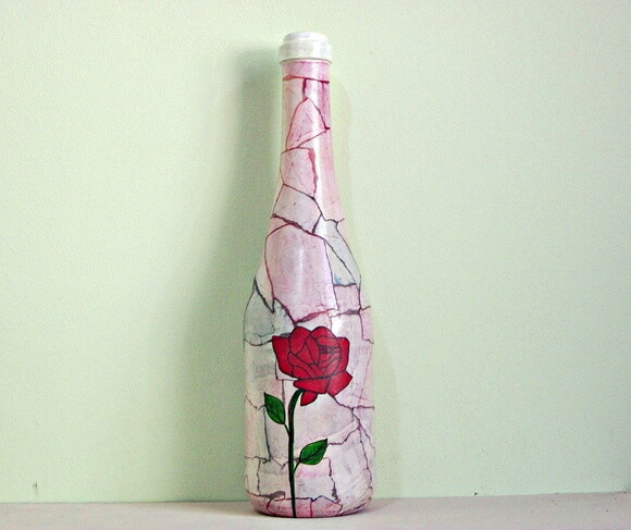 Garrafa Decorada com Pintura Floral