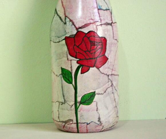 Garrafa Decorada com Pintura Floral