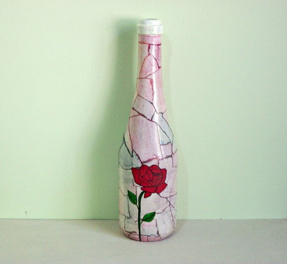 Garrafa Decorada com Pintura Floral