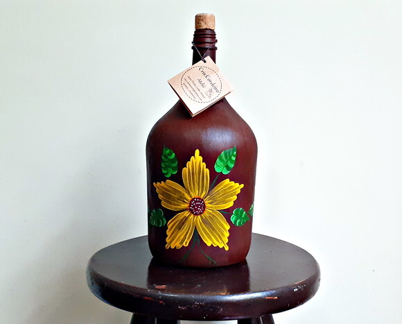 Garrafa Decorada com Pintura Floral