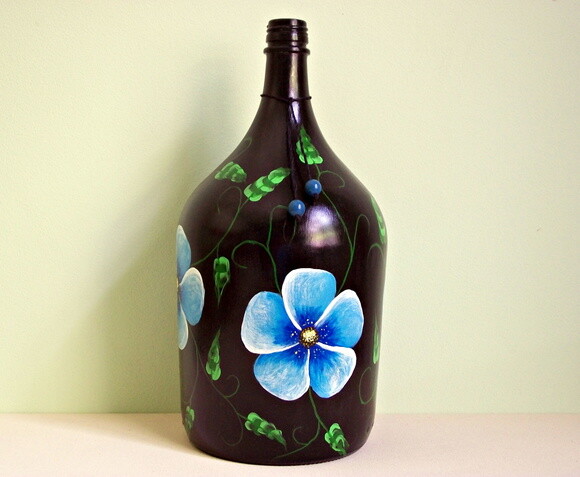 Garrafa Decorada com Pintura Floral