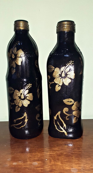 Garrafa Decorada com Pintura Floral Kit