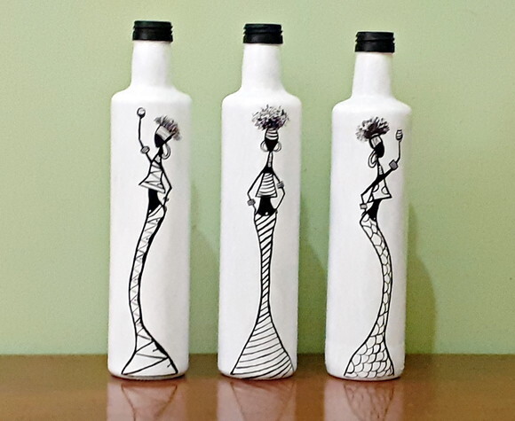 Garrafas Decoradas com Pintura Africanas