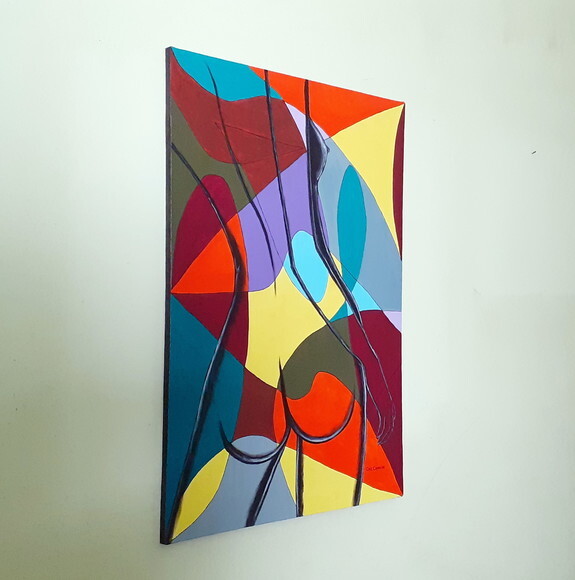 Quadro Pintado a Mão Nu Feminino