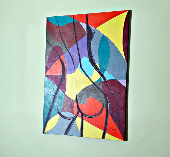 Quadro Pintado a Mão Nu Feminino