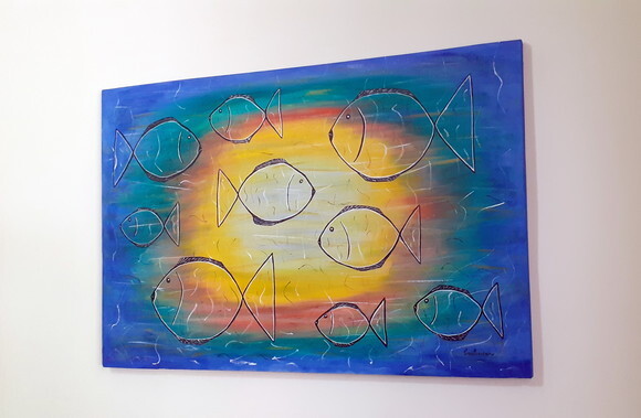 Quadro Pintado a Mão Peixes