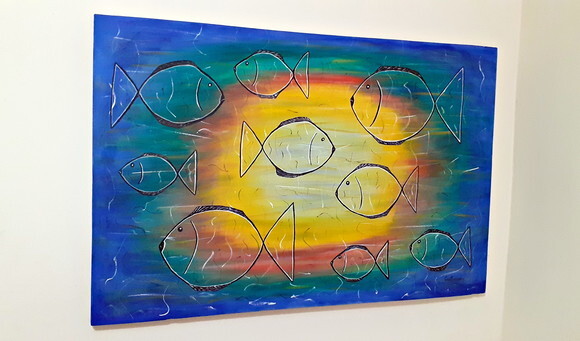Quadro Pintado a Mão Peixes