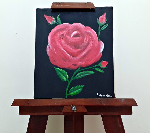 Quadro Pintado a Mão Rosa