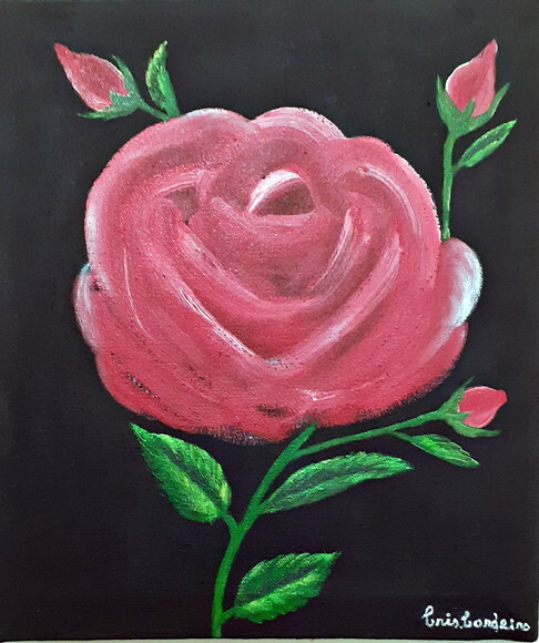 Quadro Pintado a Mão Rosa