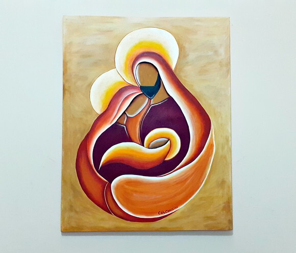 Quadro Pintado à Mão Sagrada Família
