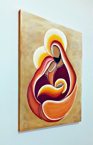 Quadro Pintado à Mão Sagrada Família