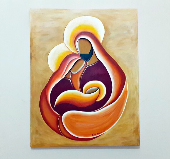 Quadro Pintado à Mão Sagrada Família