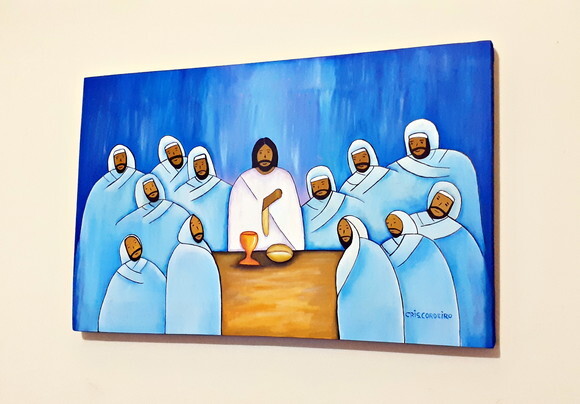 Quadro Pintado a Mão Santa Ceia