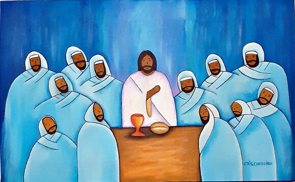 Quadro Pintado a Mão Santa Ceia
