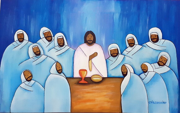 Quadro Pintado a Mão Santa Ceia