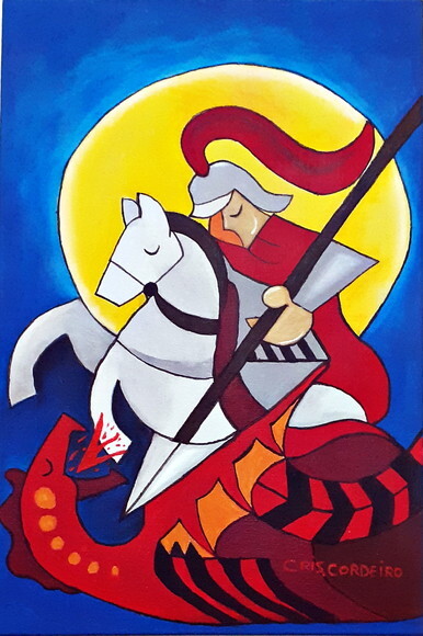 Quadro Pintado à Mão São Jorge