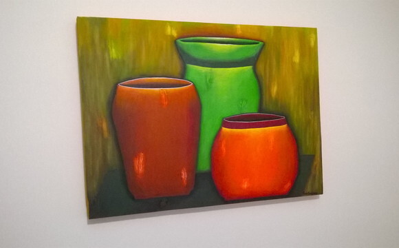 Quadro Pintado a Mão Vasos