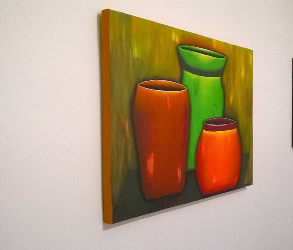 Quadro Pintado a Mão Vasos