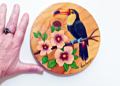 Bolacha de Madeira Pintada Á Mão Tucano