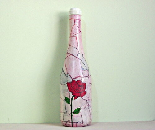 Garrafa Decorada com Pintura Floral