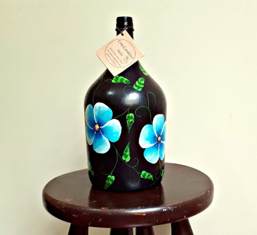 Garrafa Decorada com Pintura Floral