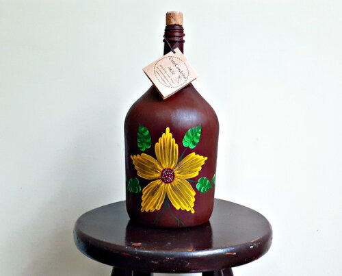 Garrafa Decorada com Pintura Floral