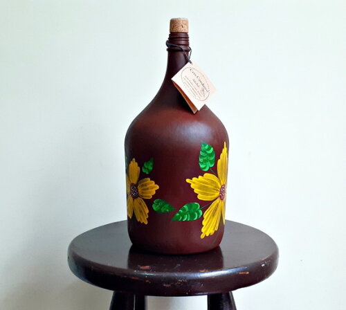 Garrafa Decorada com Pintura Floral