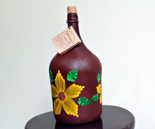 Garrafa Decorada com Pintura Floral