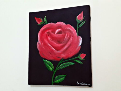 Quadro Pintado a Mão Rosa