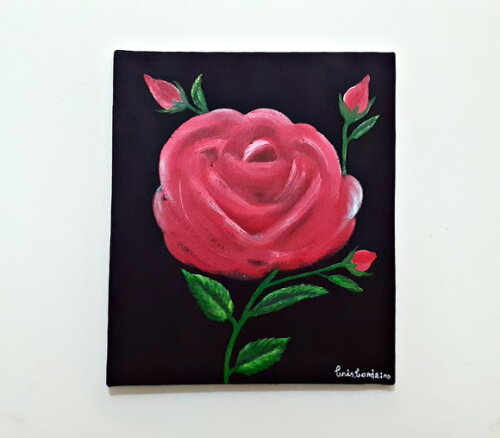 Quadro Pintado a Mão Rosa