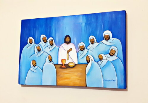 Quadro Pintado a Mão Santa Ceia