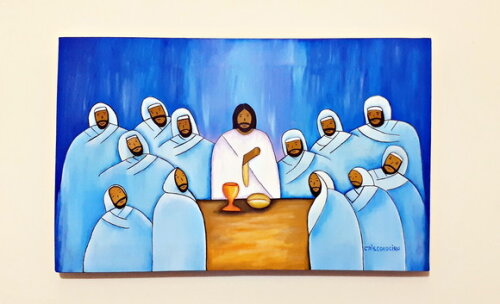 Quadro Pintado a Mão Santa Ceia
