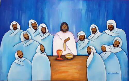 Quadro Pintado a Mão Santa Ceia