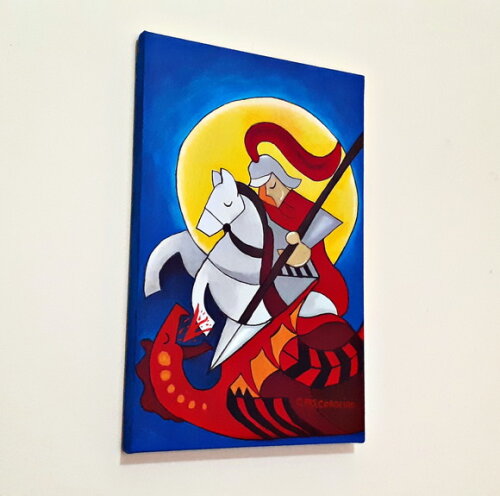 Quadro Pintado à Mão São Jorge