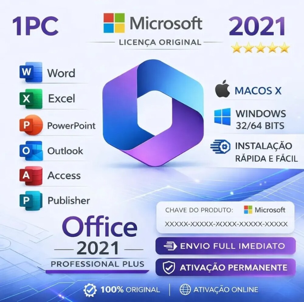 Licença Chave Office 2021 Pro Plus - Original Digital Vitalício