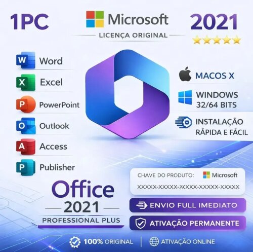 Serial 25 dígitos  Office 2021 pro Plus ativação Vitalícia - 