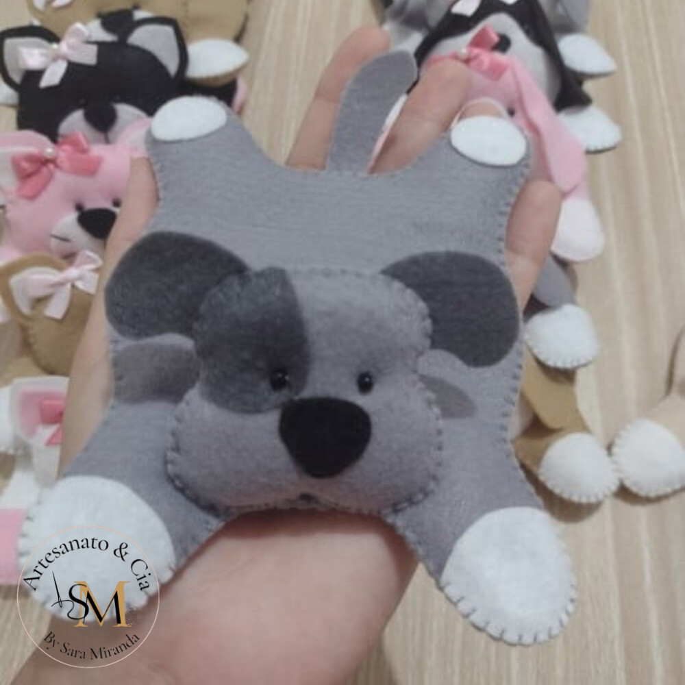 Porta Copo Cachorrinho e Gatinho em Feltro