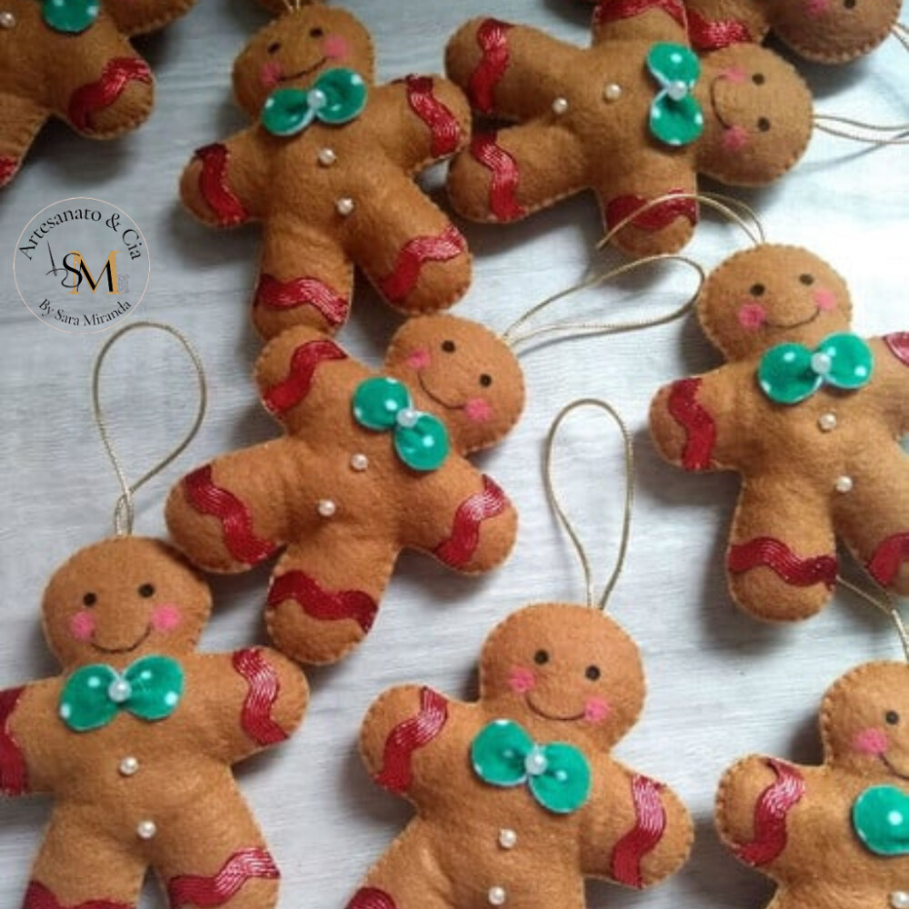 Enfeite de Árvore de Natal Biscoito Natalino em Feltro
