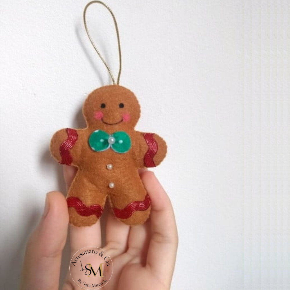 Enfeite de Árvore de Natal Biscoito Natalino em Feltro
