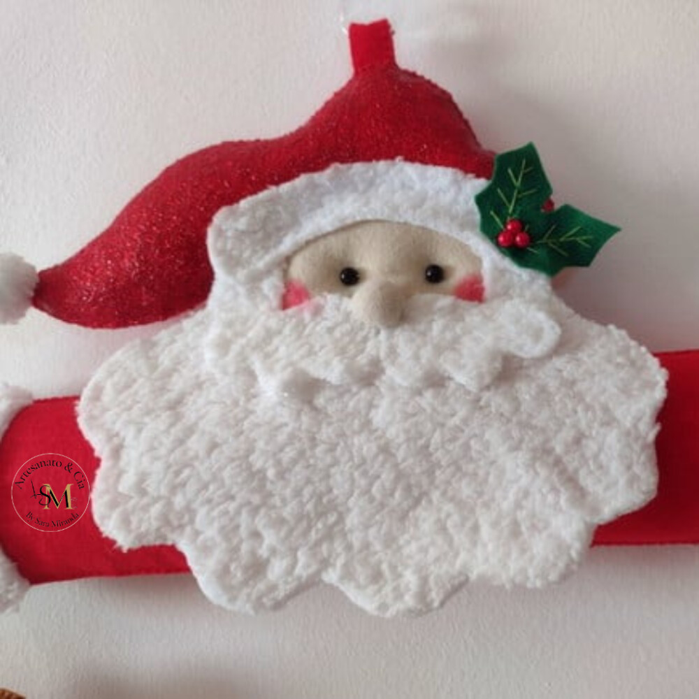 Enfeite de Porta Papai Noel com Biscoitos em Feltro