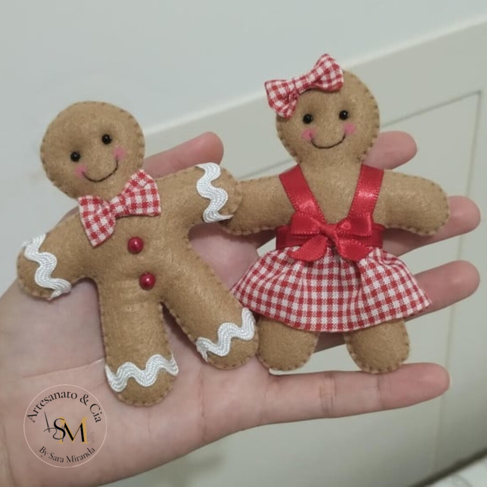 Enfeite de Árvore de Natal Casal de Biscoitos Natalinos