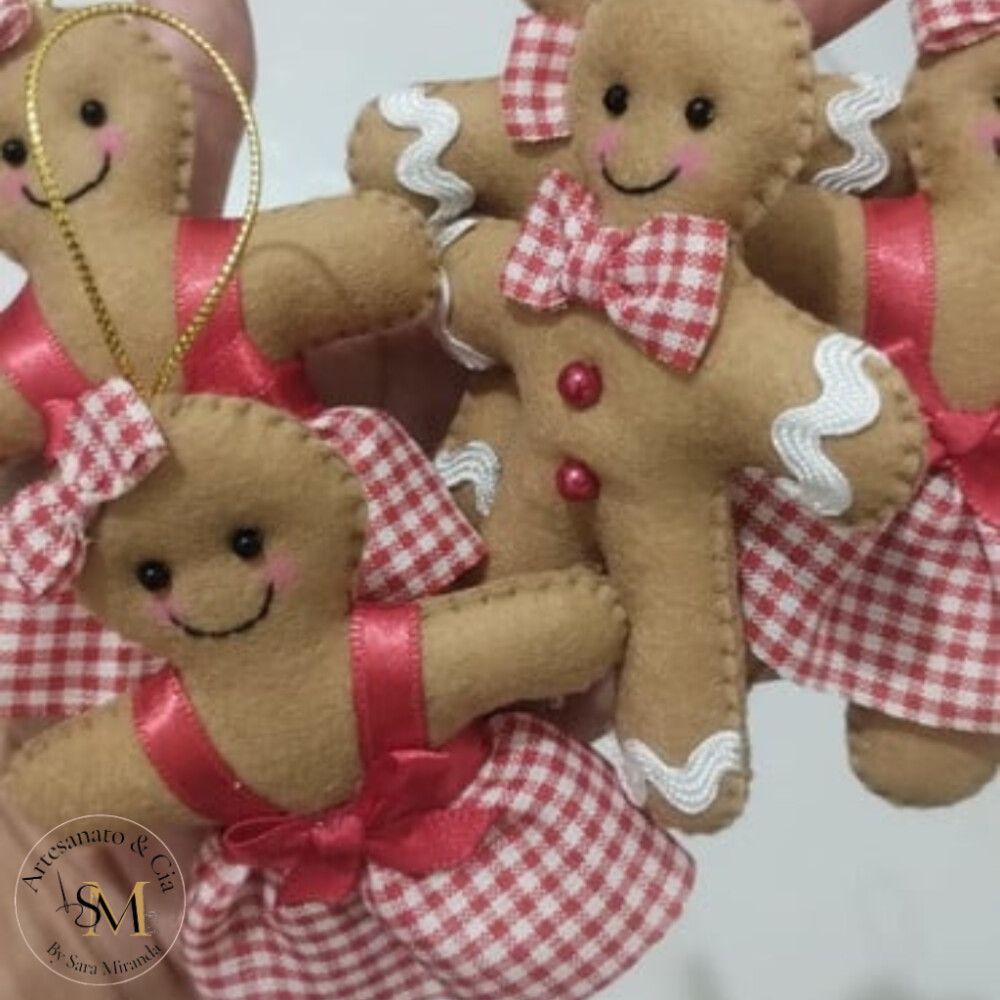 Enfeite de Árvore de Natal Casal de Biscoitos Natalinos