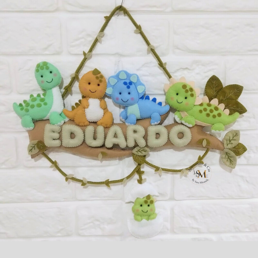 Enfeite de Porta Dinossauros Baby em Feltro