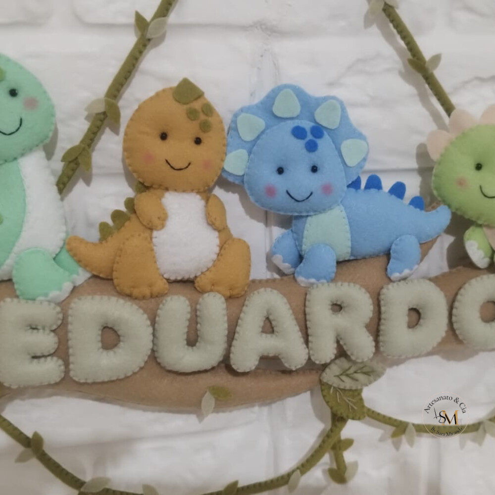 Enfeite de Porta Dinossauros Baby em Feltro