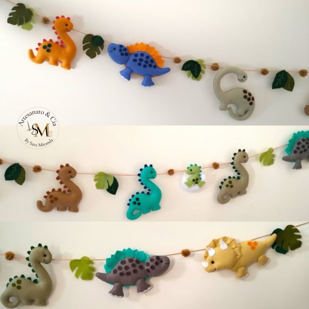 Varal de Dinossauros em Feltro