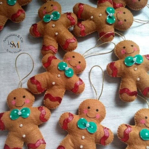 Enfeite de Árvore de Natal Biscoito Natalino em Feltro