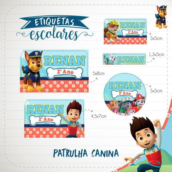 60 Etiquetas Escolar Patrulha Canina