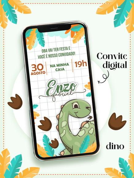 Convite Digital Dinossauro Baby